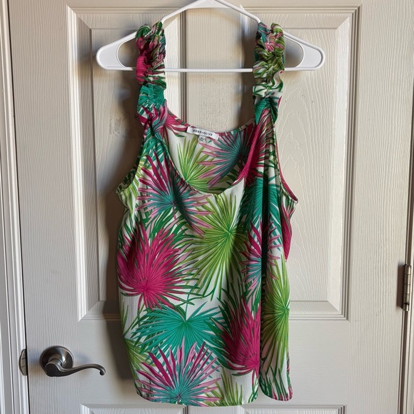 Rose + Olive Ruffle Strap Tank Top - Picture 2 of 10